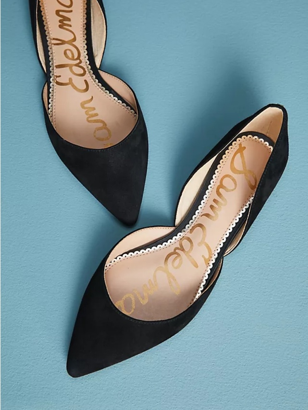 Sam Edelman Rodney Black Faux Patent Pointed D'Orsay Flats Size 9.5